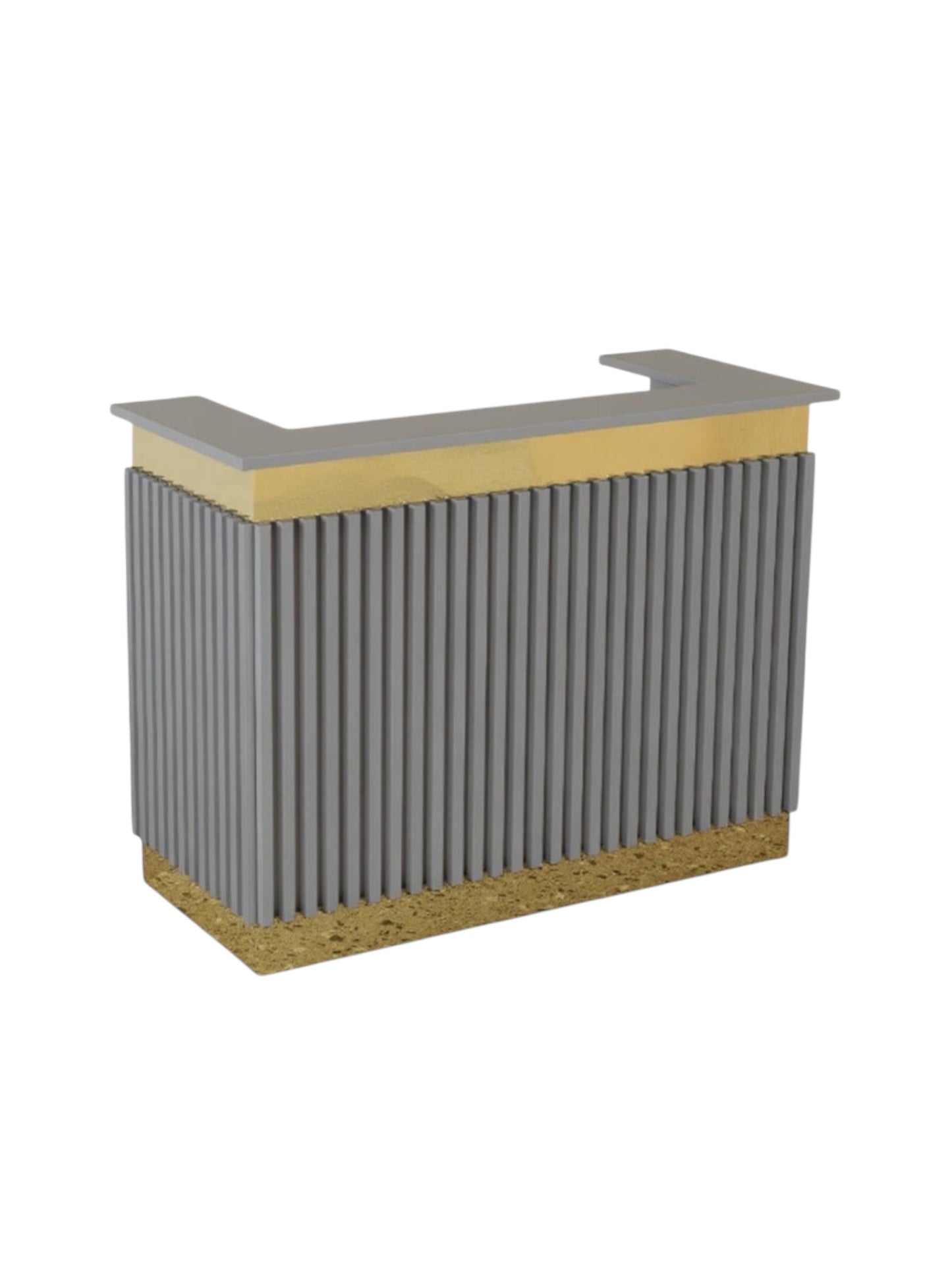 Vip luxury wood Checkout table matt grey wood gold mirror