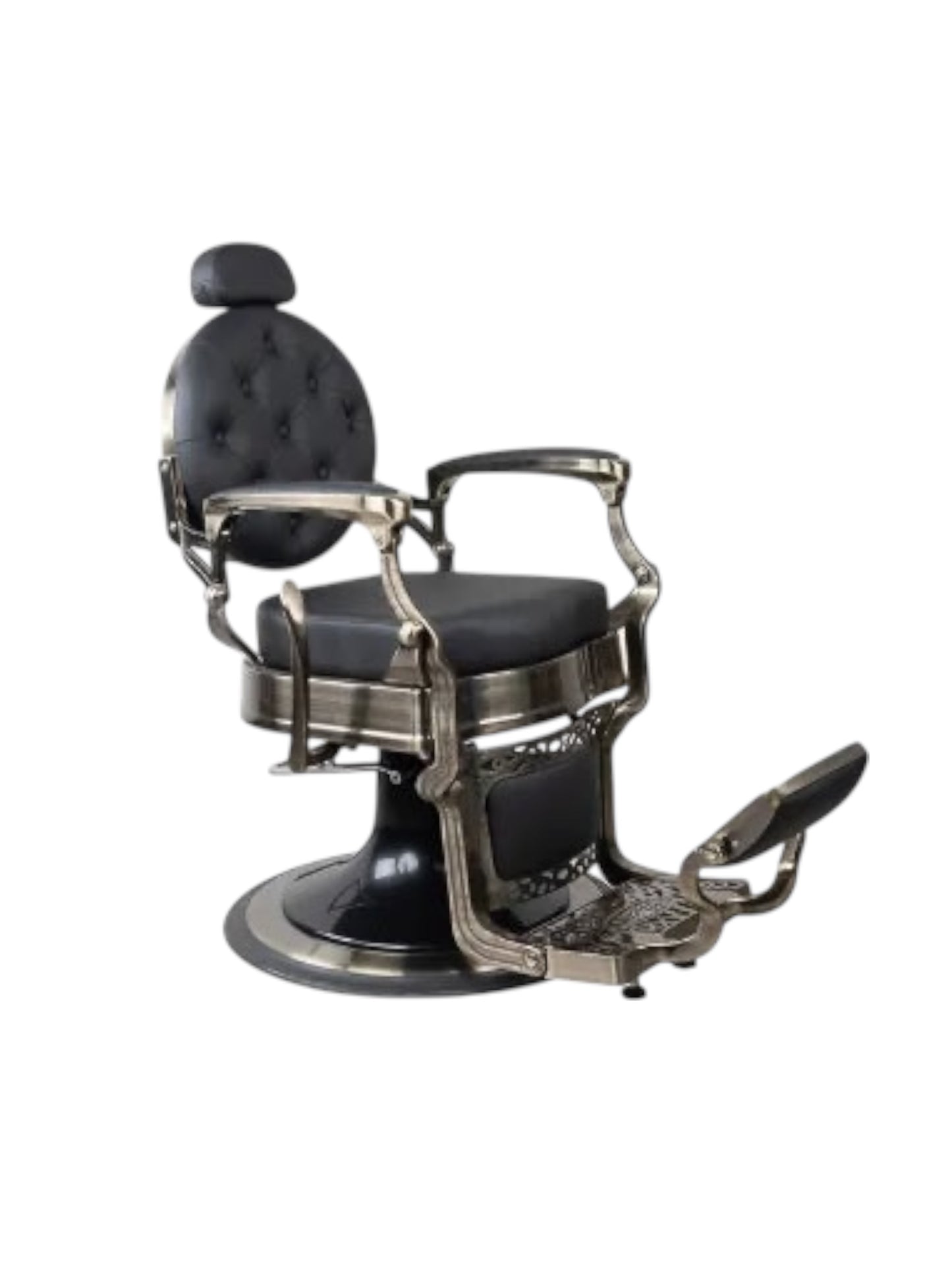 WINNIPEG Bronze Frame Black Leather Barberchair Golden style