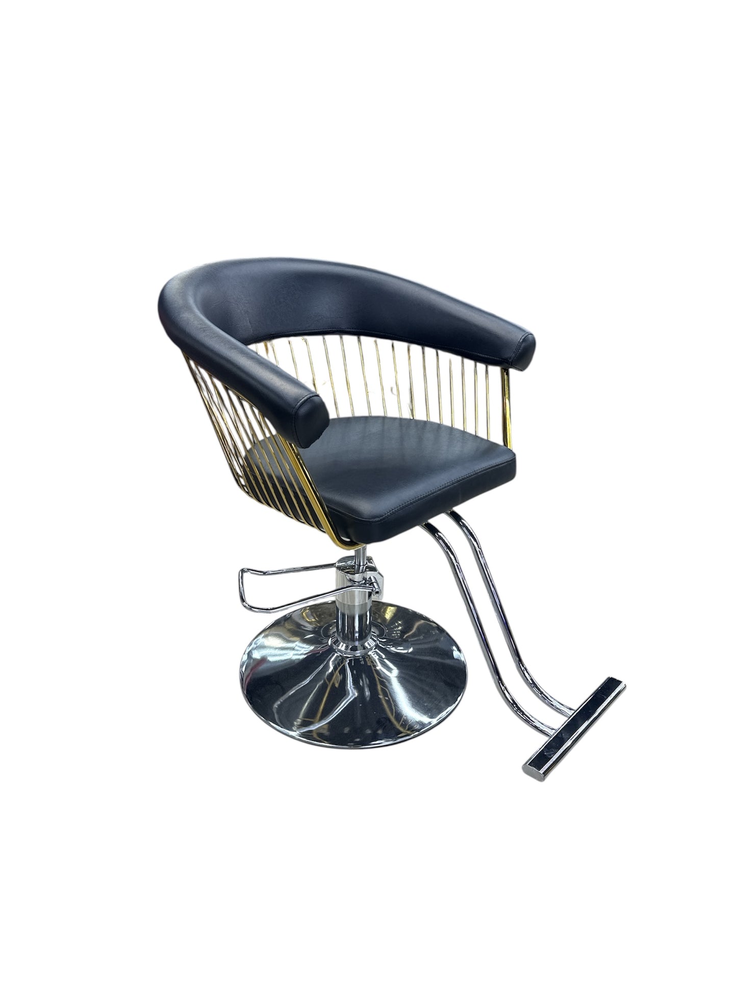 Luxury women’s chair black leather gold zilver