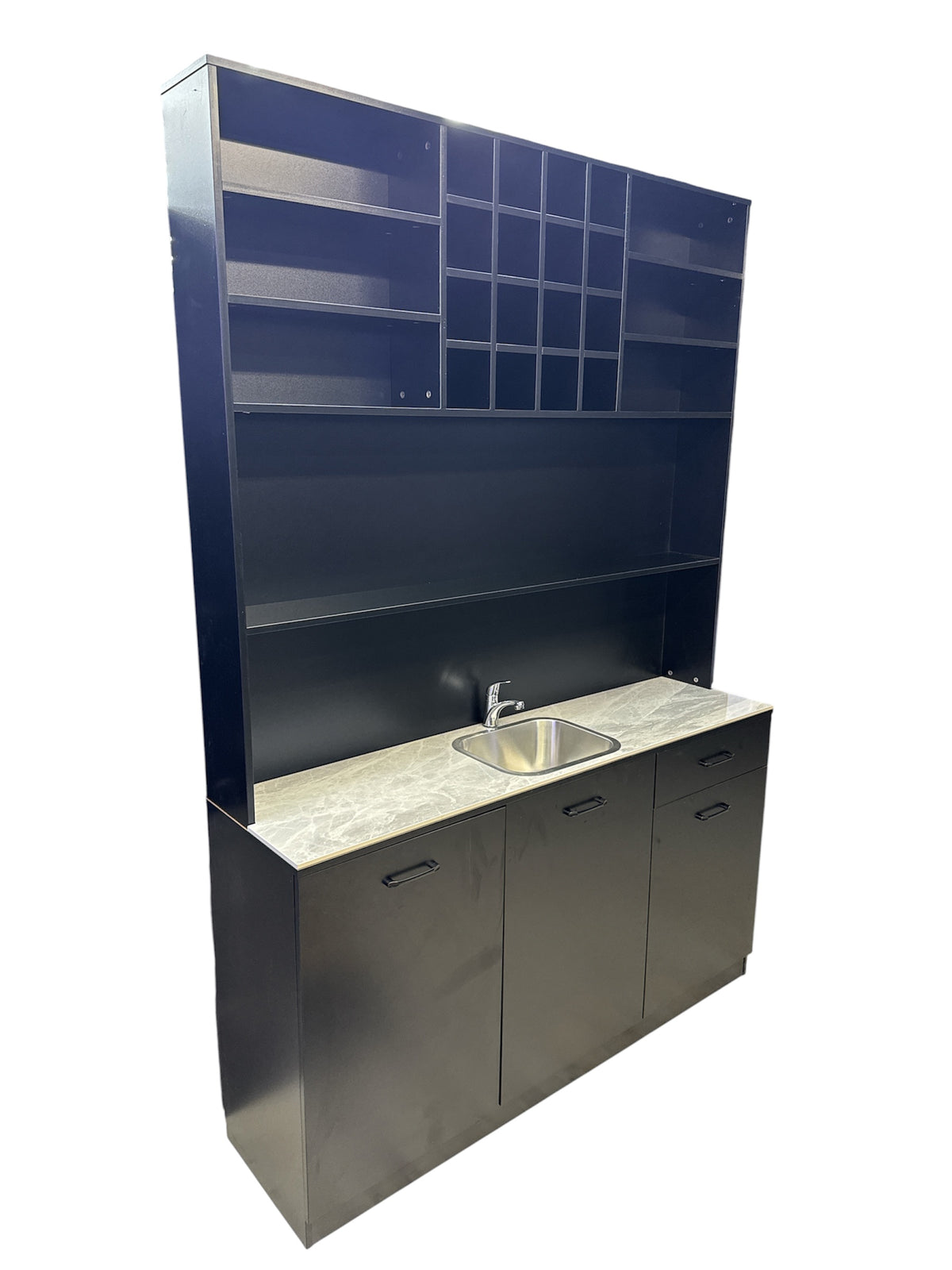 Display shelf with washbasin black