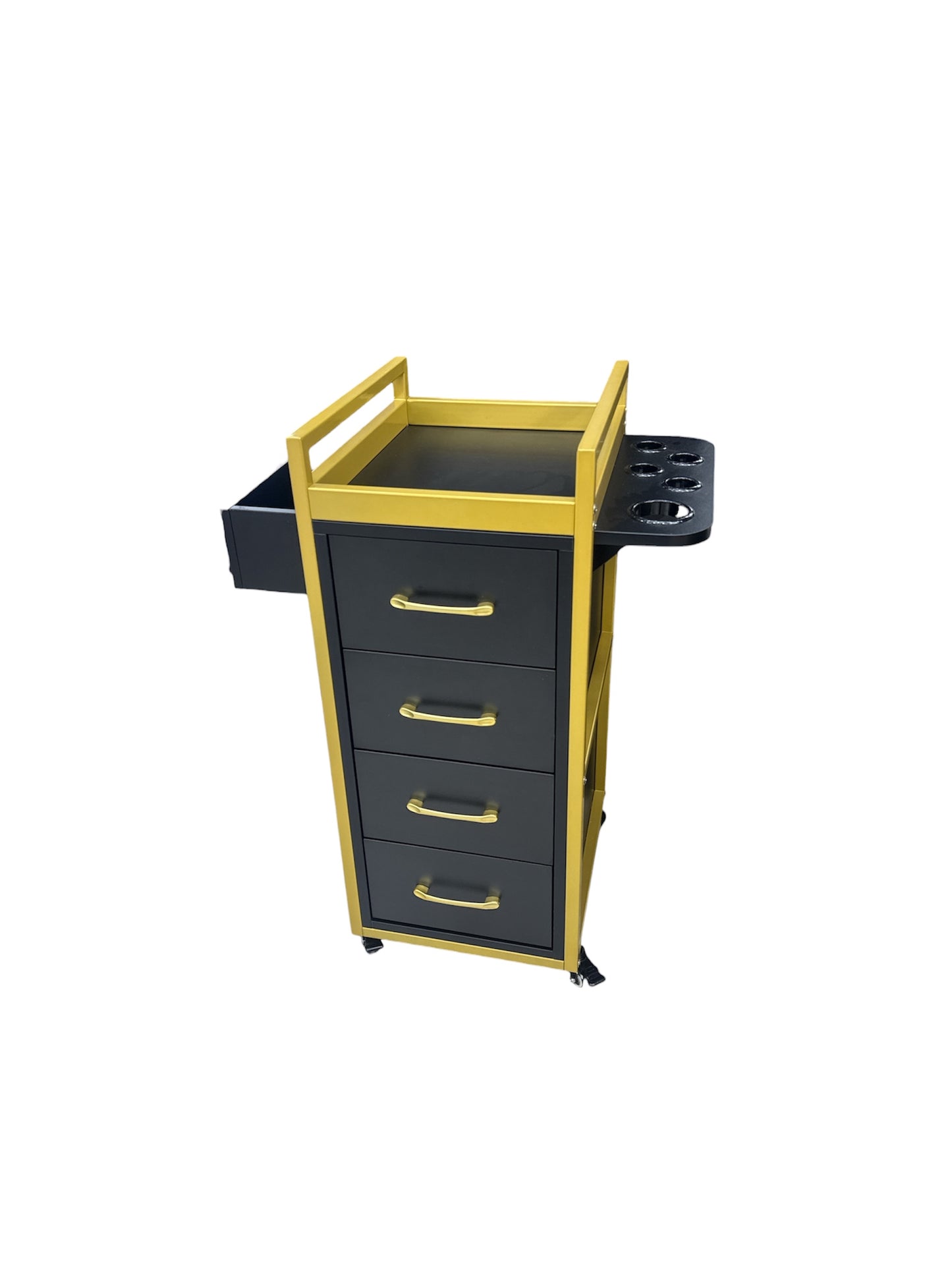 Beauty Salon Storage Trolley Cart for Stylist black gold
