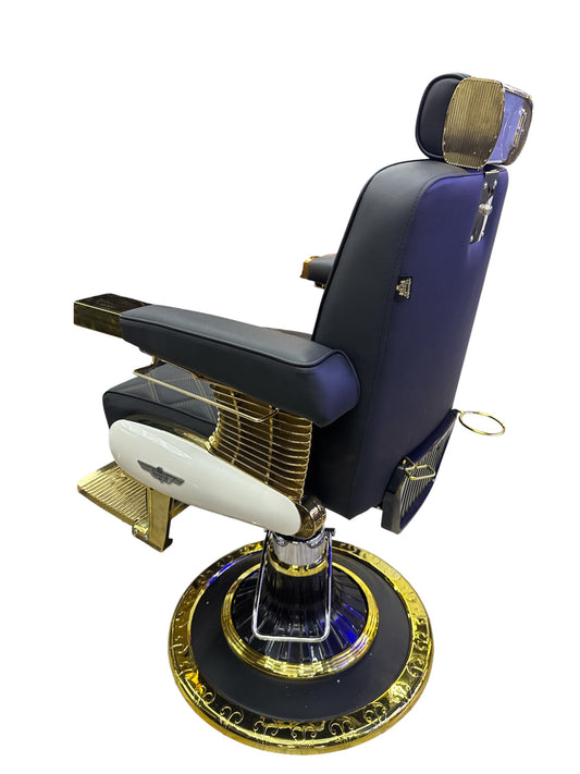 Barbershop chair black leather gold frame italy style