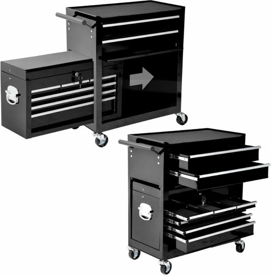 Tool trolley black including top cabinet Golden Style.
