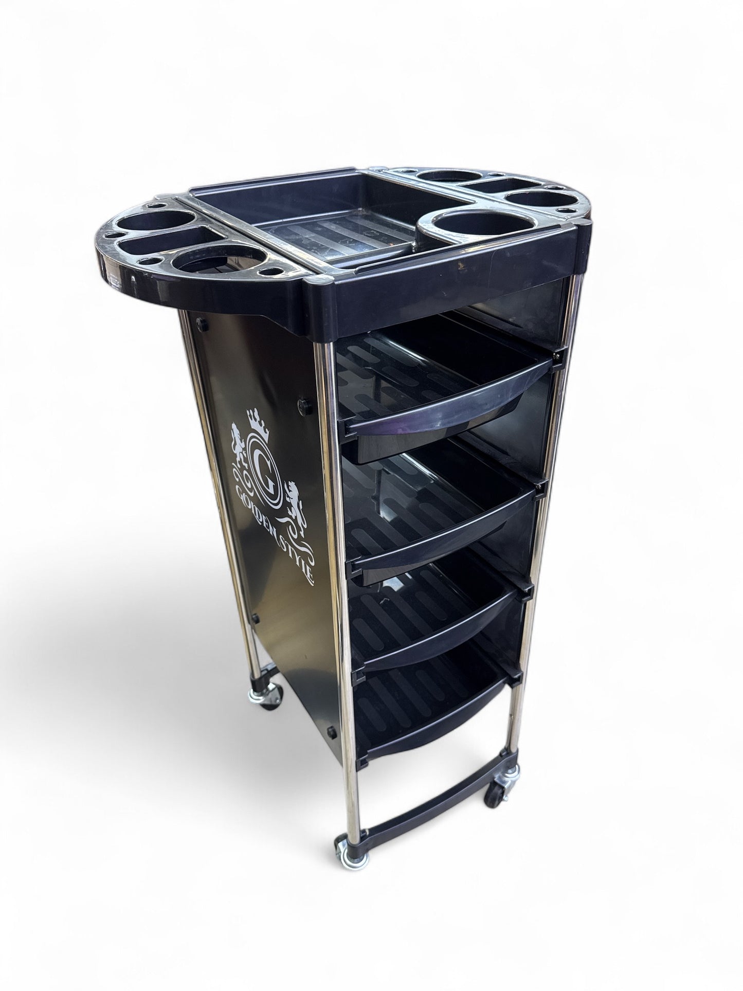 Hairdressing trolley with wheels - Hairdressing trolley - Work trolley - 4 drawers Golden Style.