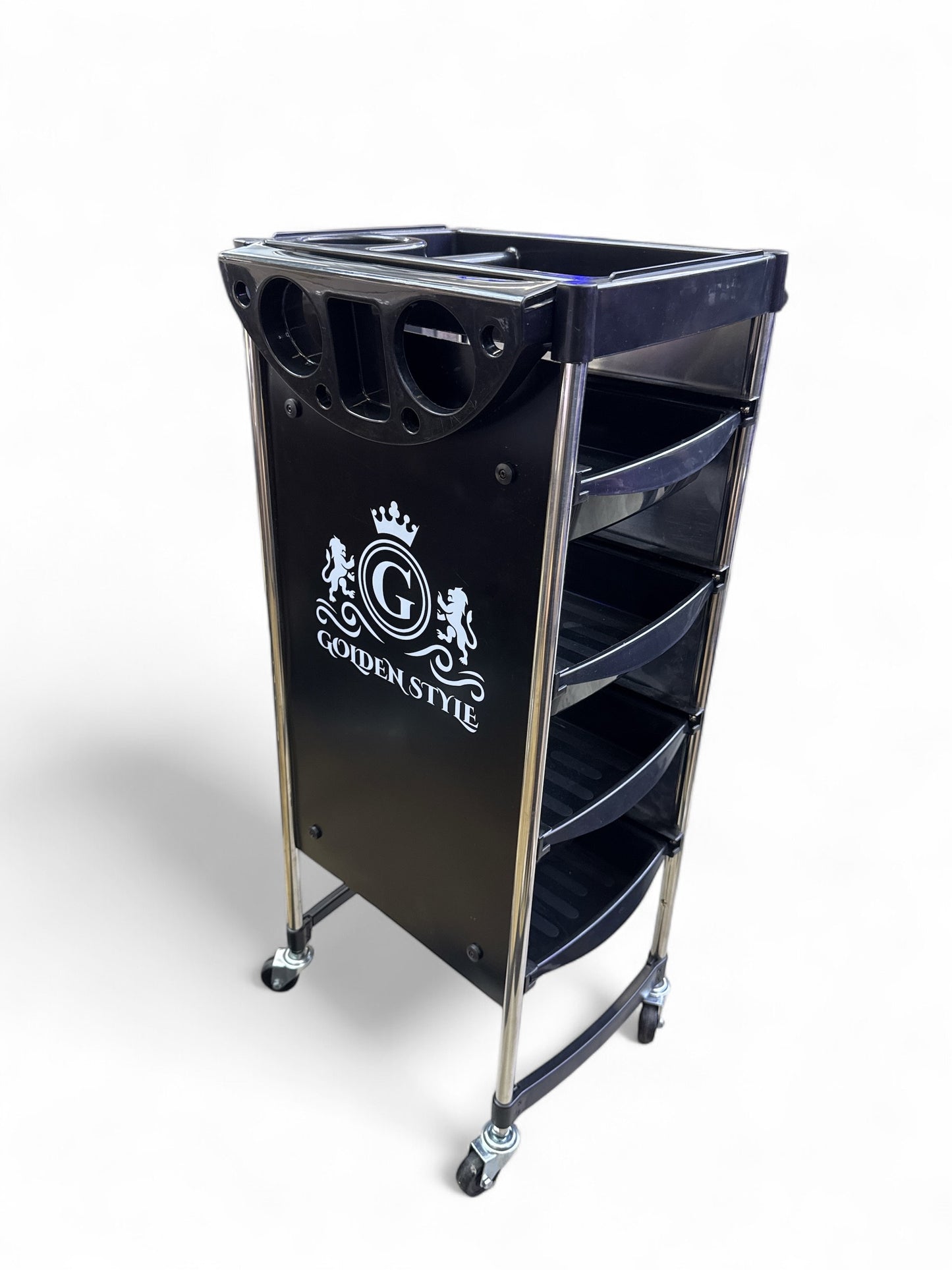 Hairdressing trolley with wheels - Hairdressing trolley - Work trolley - 4 drawers Golden Style.