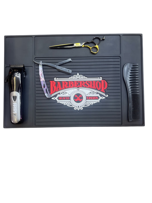 Barber Rubber Mat Barbershop Golden Style.
