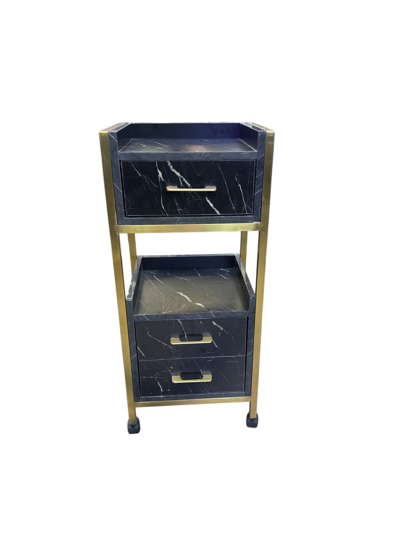 Hairdressing salon Special salon trolleys Tool cabinet black marble Hairdressing salon Multifunctional storage rack with drawer Hairdressing salon Assistance trolley.