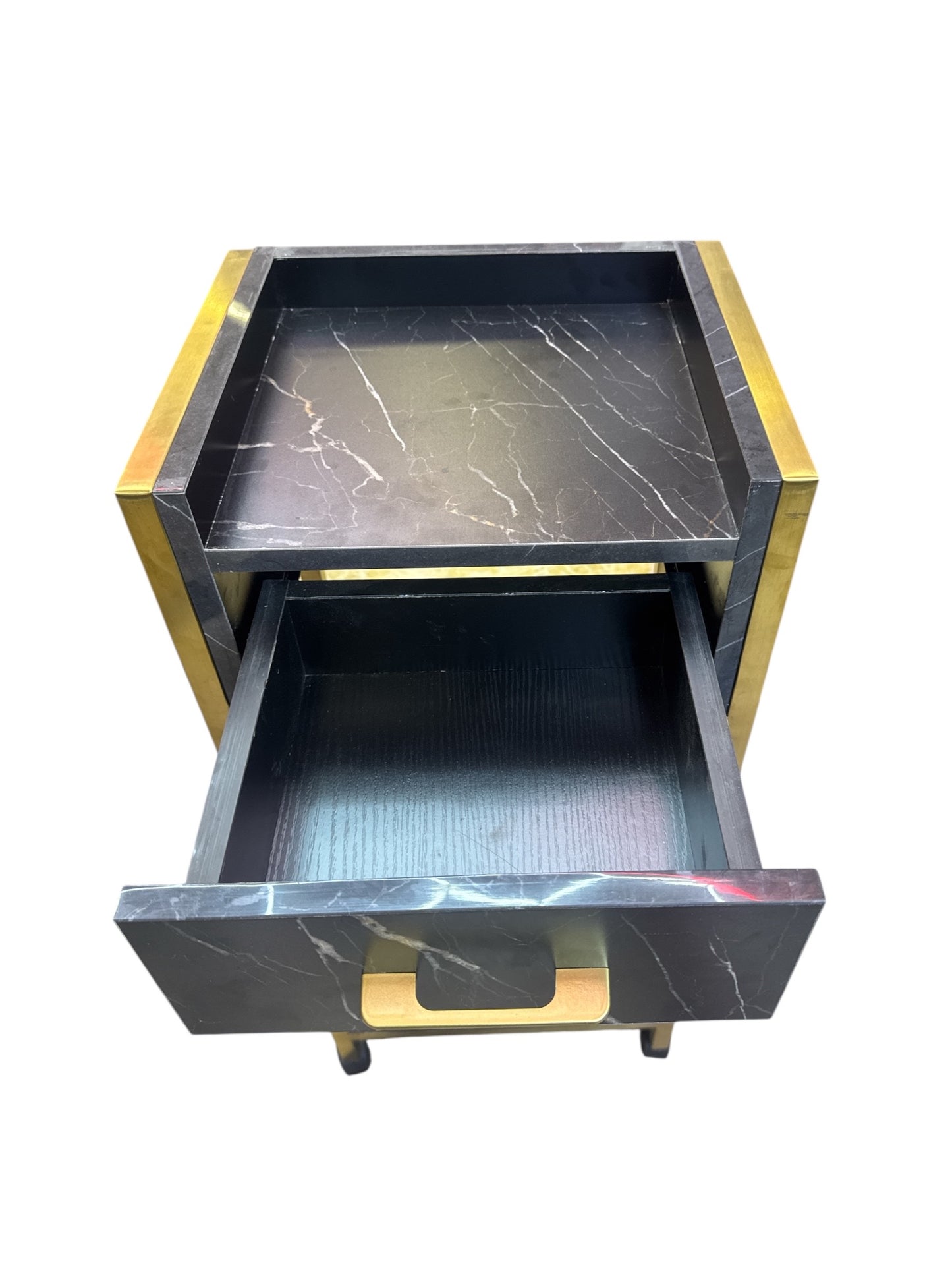 Hairdressing salon Special salon trolleys Tool cabinet black marble Hairdressing salon Multifunctional storage rack with drawer Hairdressing salon Assistance trolley.