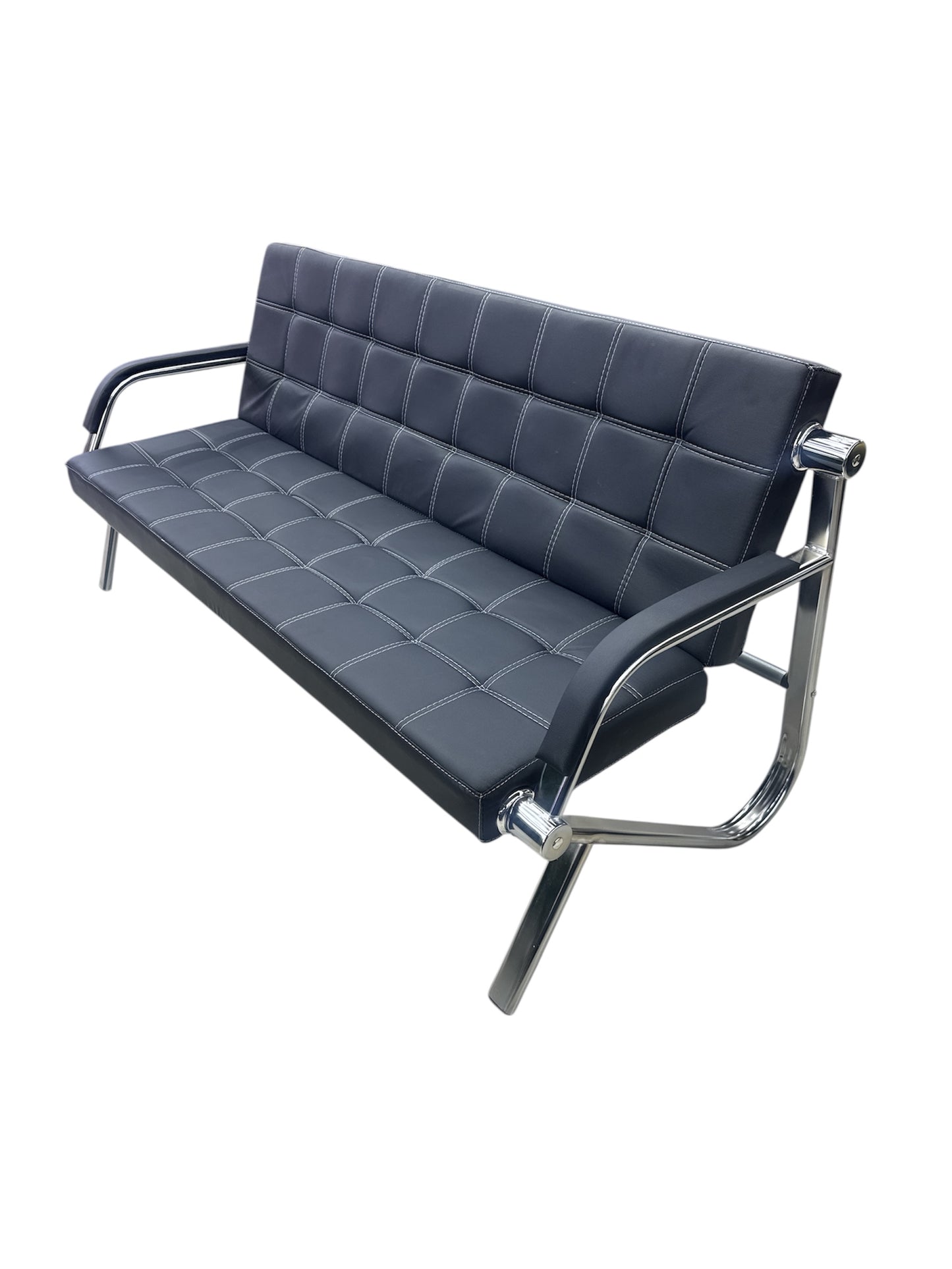 Barber Waiting Bench black zilver Leather