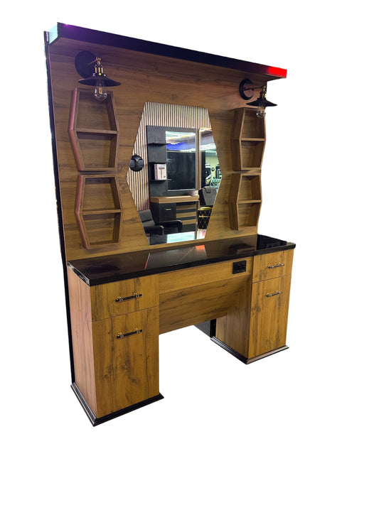 Originele wood licht brown black marble slab