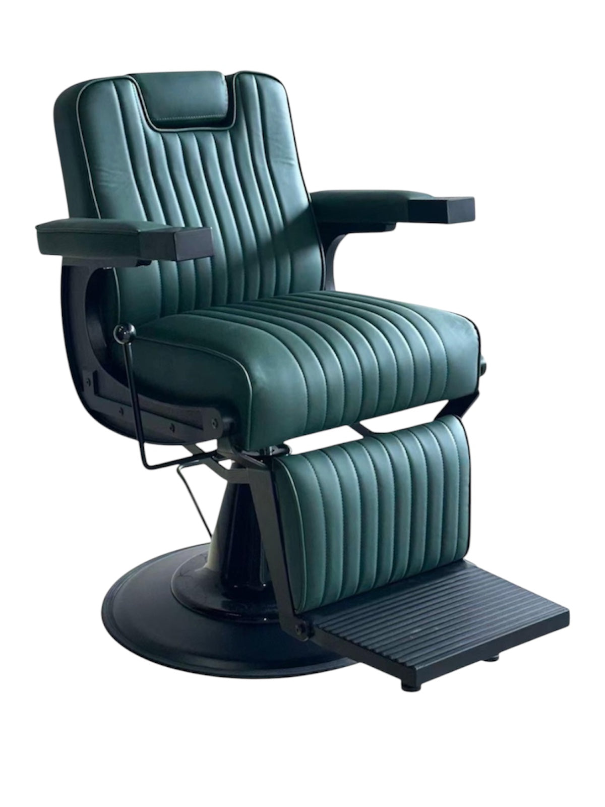 Crown & Chair dark green leather black frame