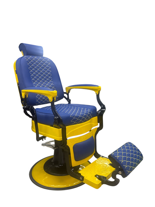 Mansory limited edition chairs blue  leather with yellow stitching yellow frame