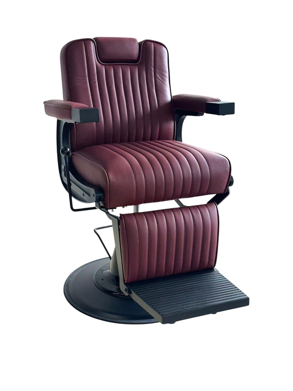 Crown & Chair dark red leather black frame