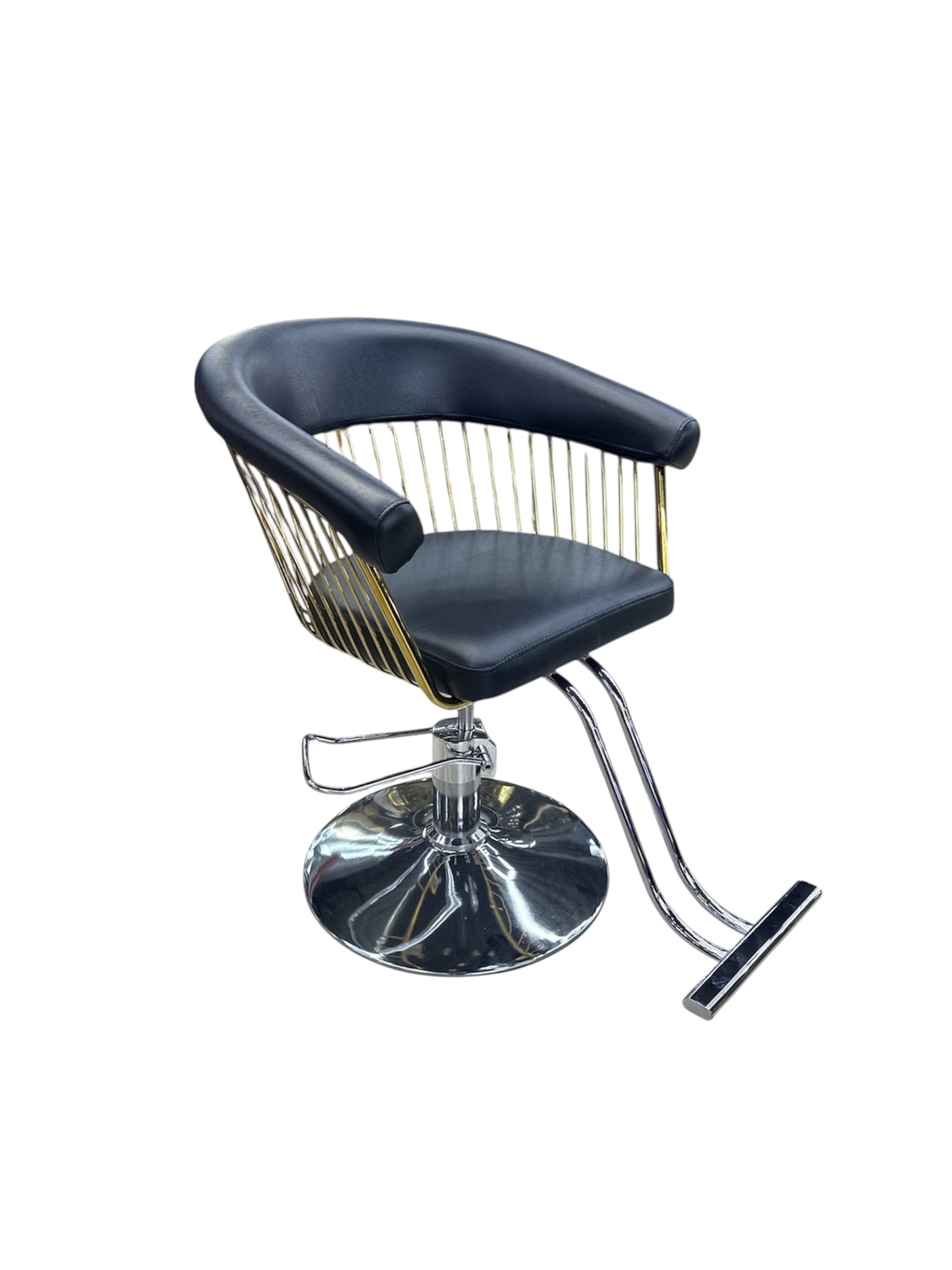 Luxury women’s chair black leather gold zilver