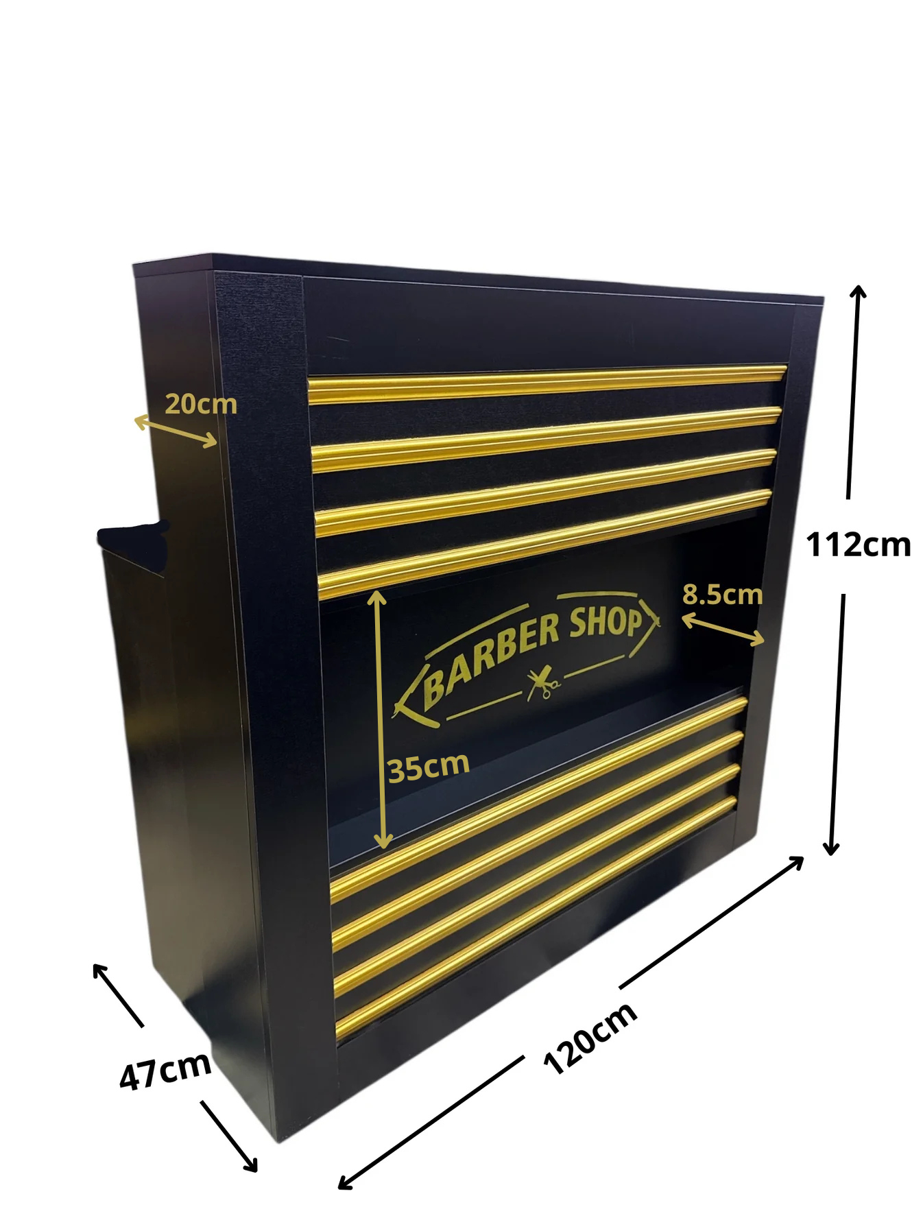 Barber Reception Vintage Front Reception Table Black&Gold For Wooden Furniture  Golden Style.