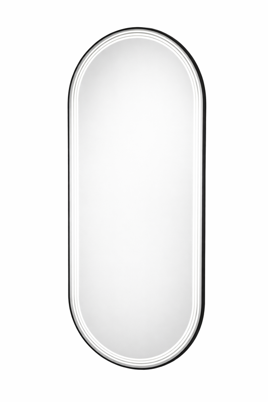 Ovalen led mirror black led with 4 perfect led lines