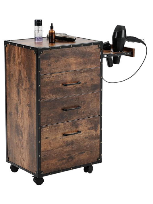 Multi-Purpose Vintage Salon Cart brown black