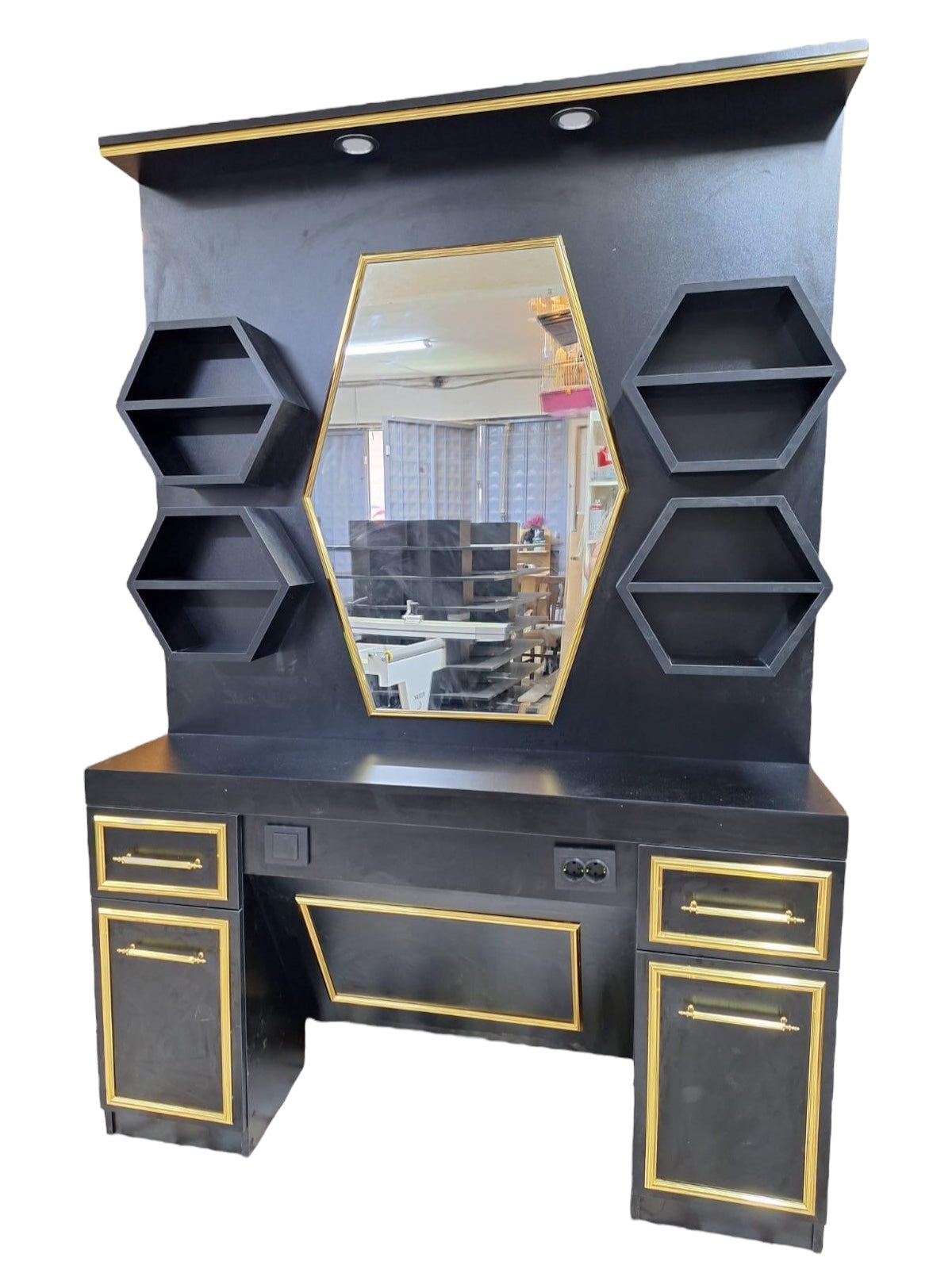 Braber mirror gold black Golden Style.