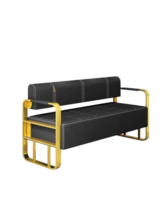 Barber Waiting Bench black gold Golden Style.