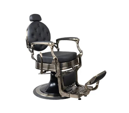 WINNIPEG Bronze Frame Black Leather Barberchair Golden style