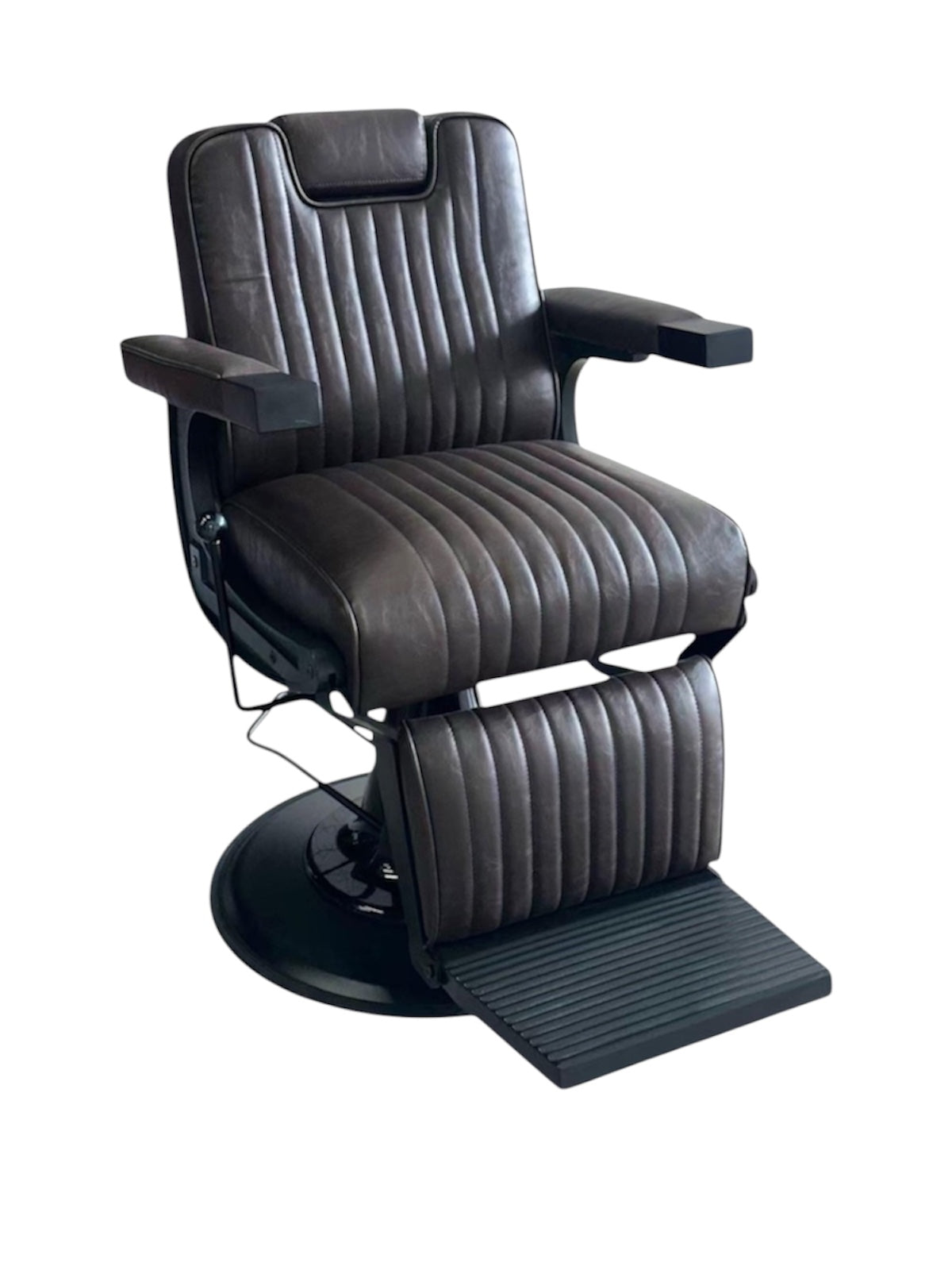 Crown & Chair dark brown leather black frame