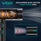 Barber VGR Hair Trimmer Professional Hair Clipper Cordless Barber Clipper 9000 RPM Beard Shaver Hair Dryer Infinitely Variable Pro 4-in-1