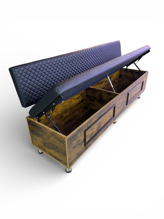 Cowboy waiting chair brown wood black leather