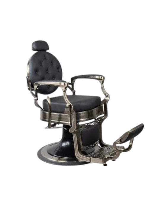 WINNIPEG Bronze Frame Black Leather Barberchair Golden style