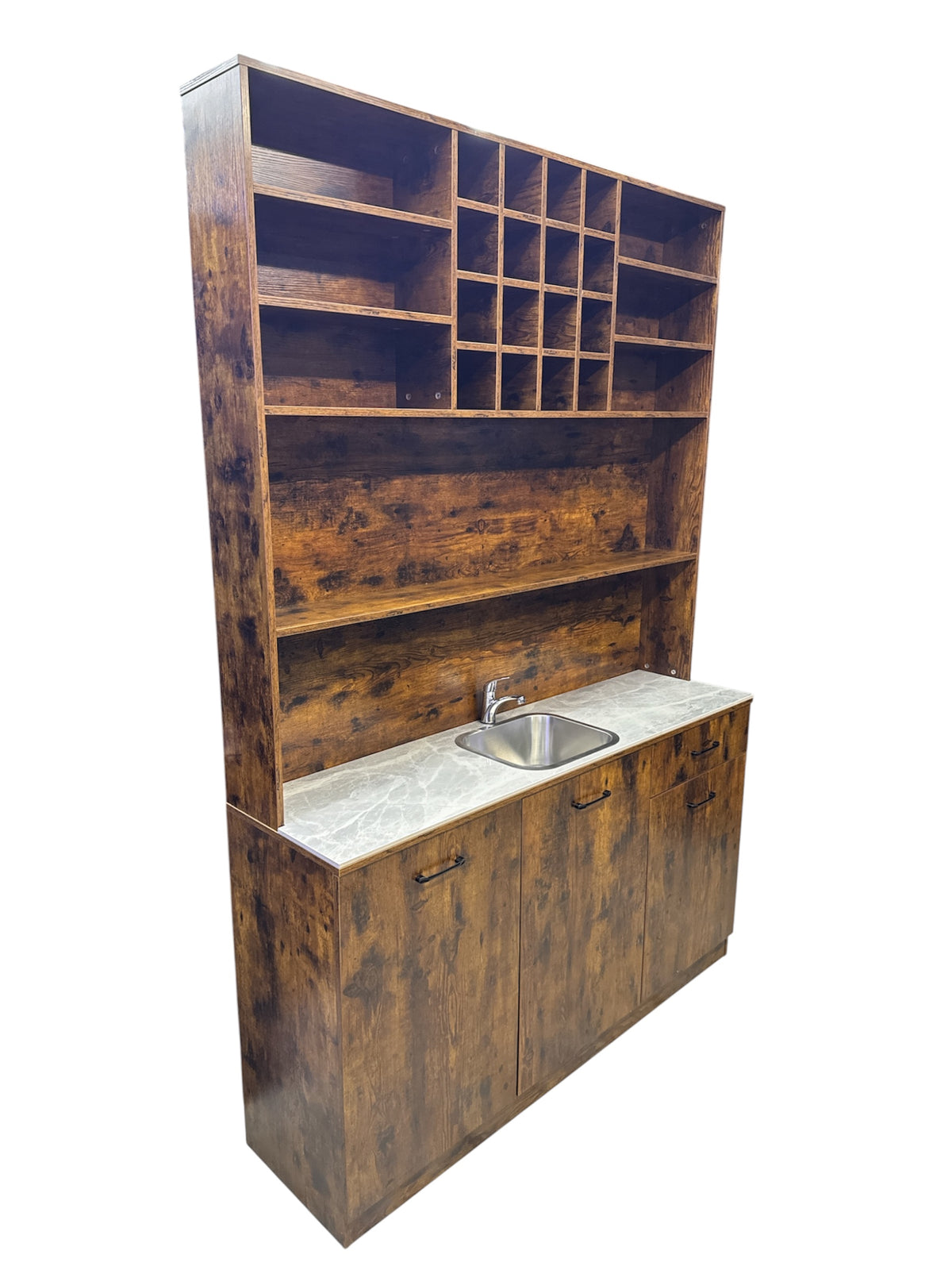 Display shelf with wash basin brown