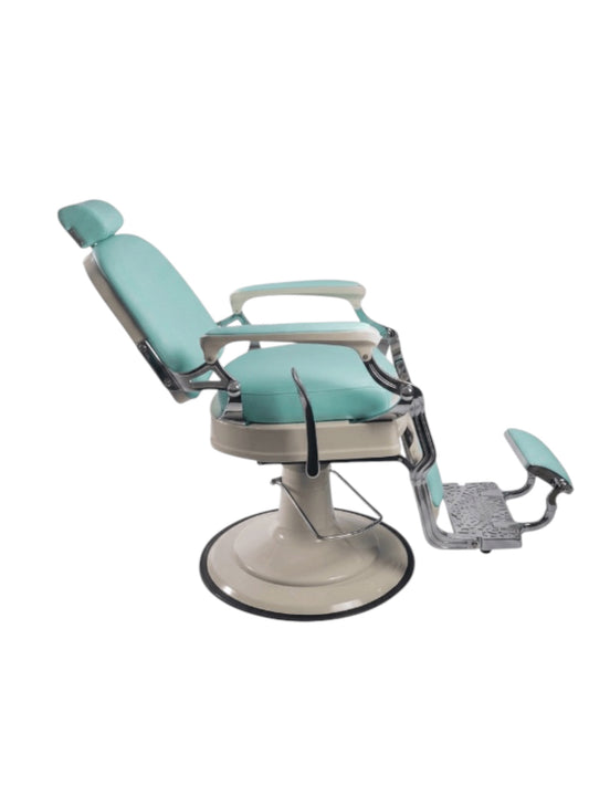 Limited edition baby blue leather chair king style white frame