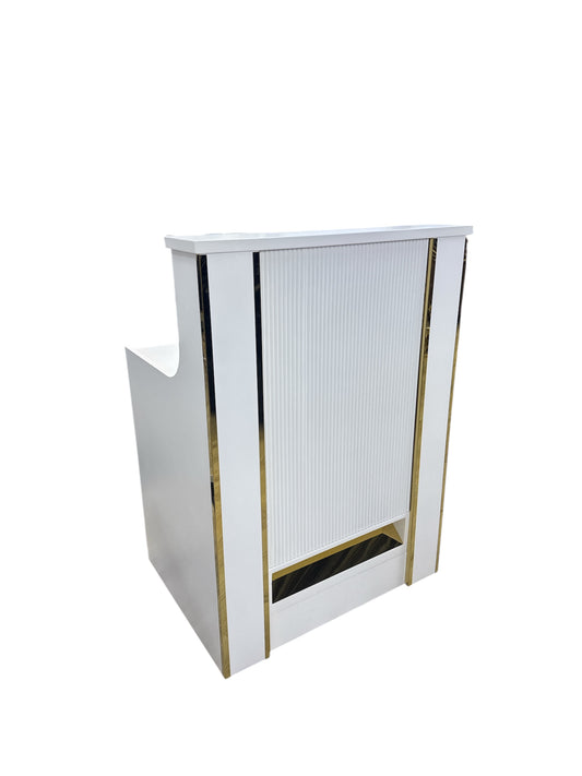 Dubai wood chackout table white gold with led light
