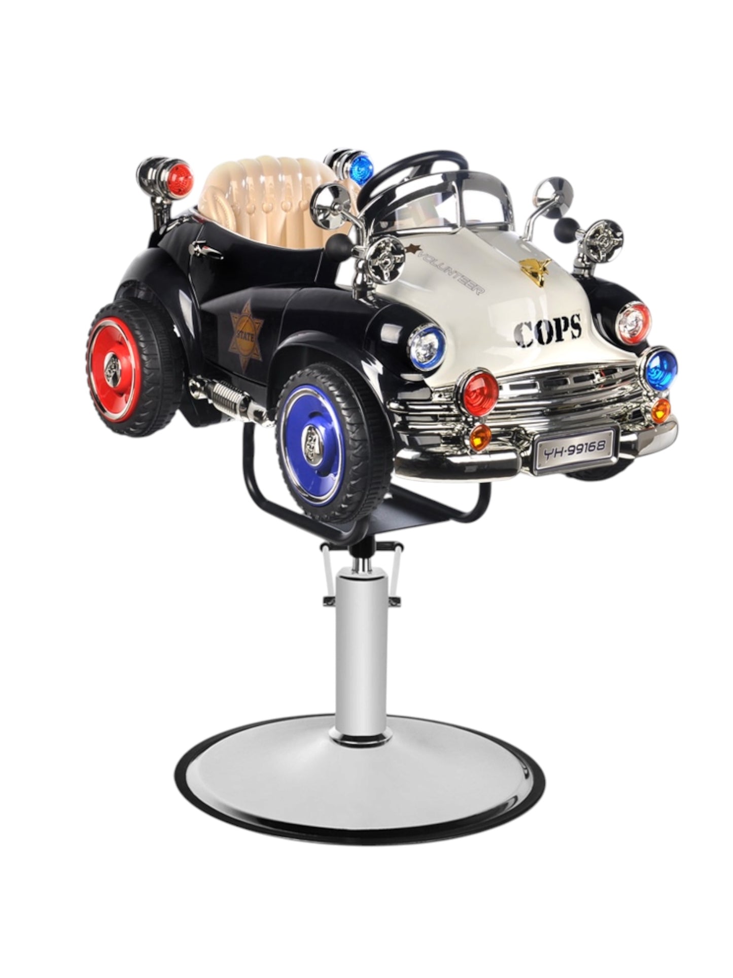 Kids Barber Chairs - Retro Police Car Navy Blue