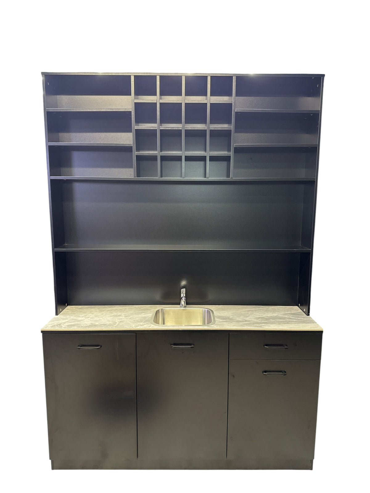 Display shelf with washbasin black