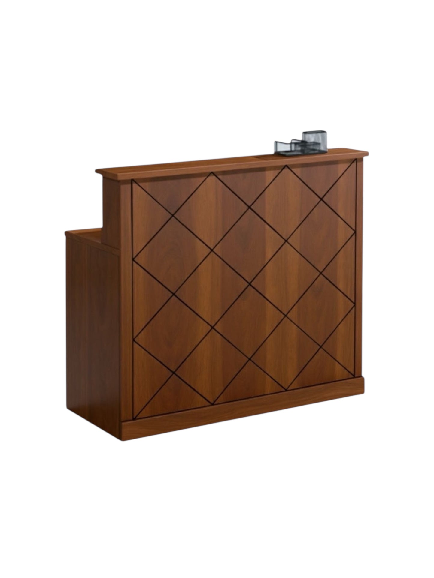 Italy style Checkout table brown wood with black lines Golden Style.