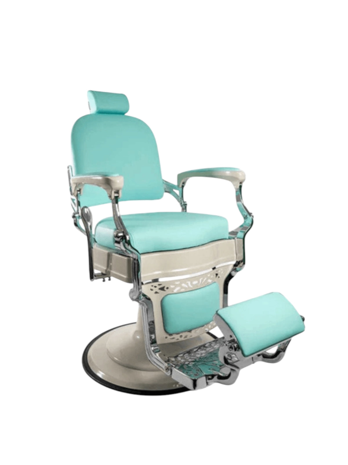 Limited edition baby blue leather chair king style white frame