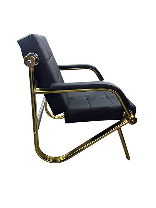 Barber Waiting bench 1 seat  black gold Golden Style.