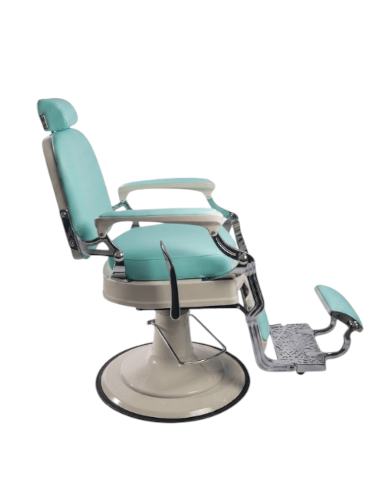 Limited edition baby blue leather chair king style white frame