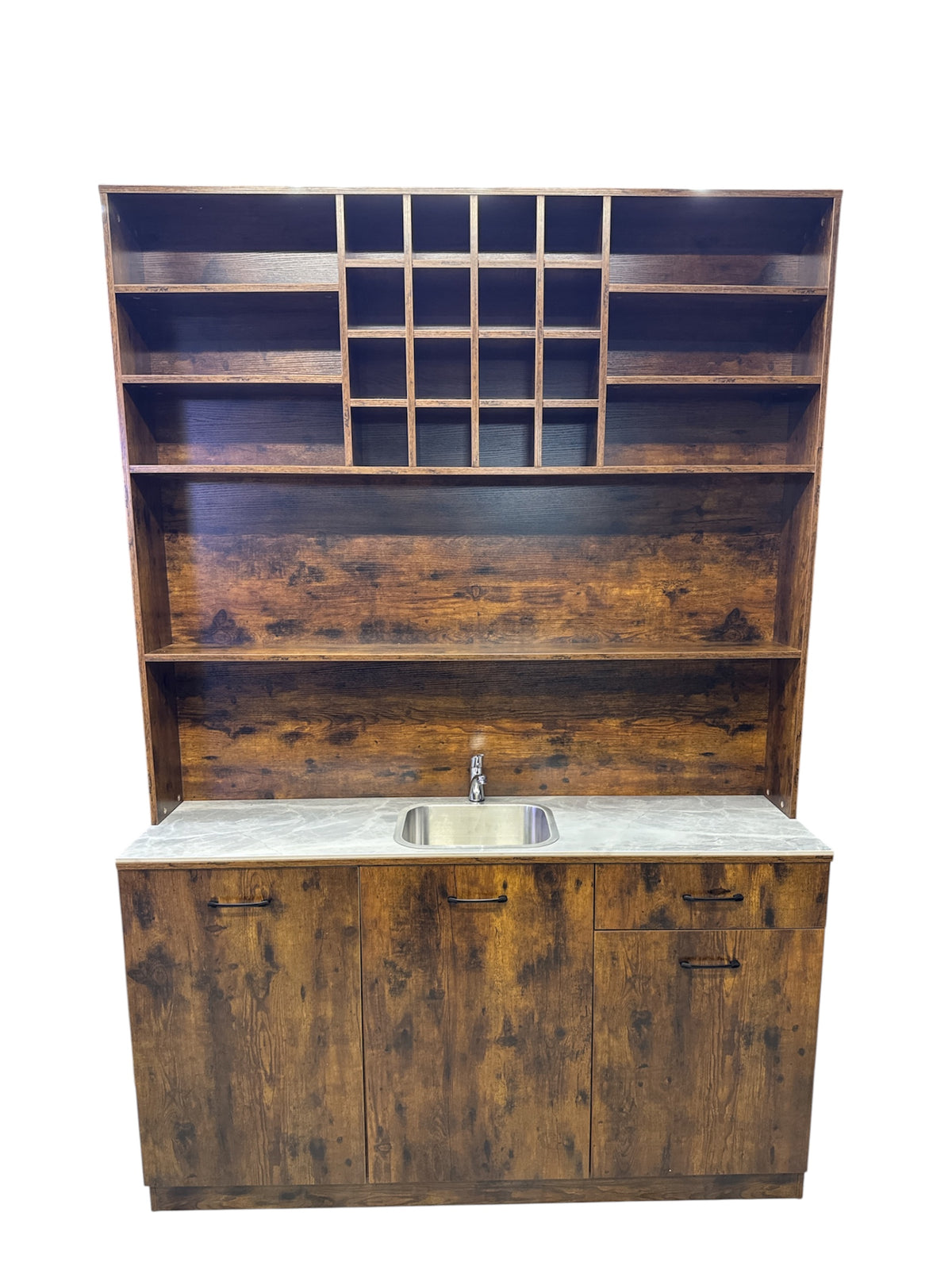 Display shelf with wash basin brown