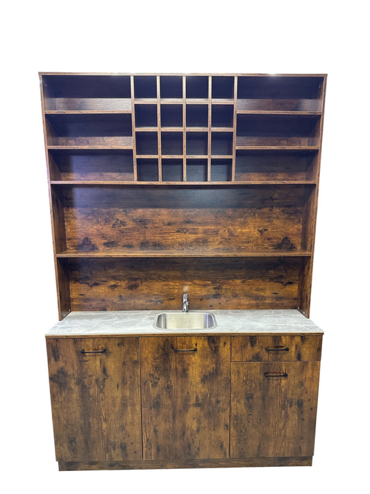 Display shelf with wash basin brown