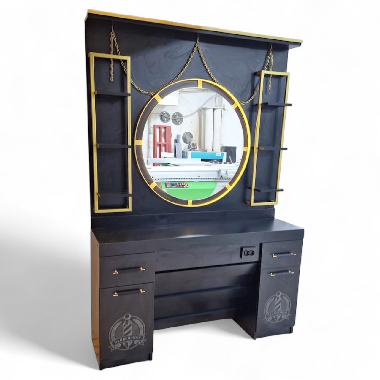 Barber mirror gold black Golden Style.