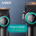 Barber VGR Hair Trimmer Professional Hair Clipper Cordless Barber Clipper 9000 RPM Beard Shaver Hair Dryer Infinitely Variable Pro 4-in-1