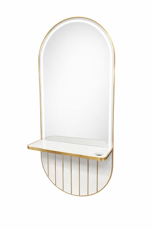 Led mirror golden style white golden