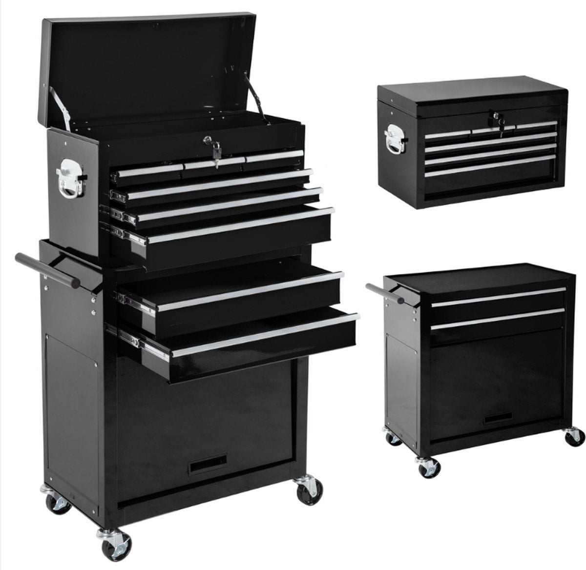 Tool trolley black including top cabinet Golden Style.