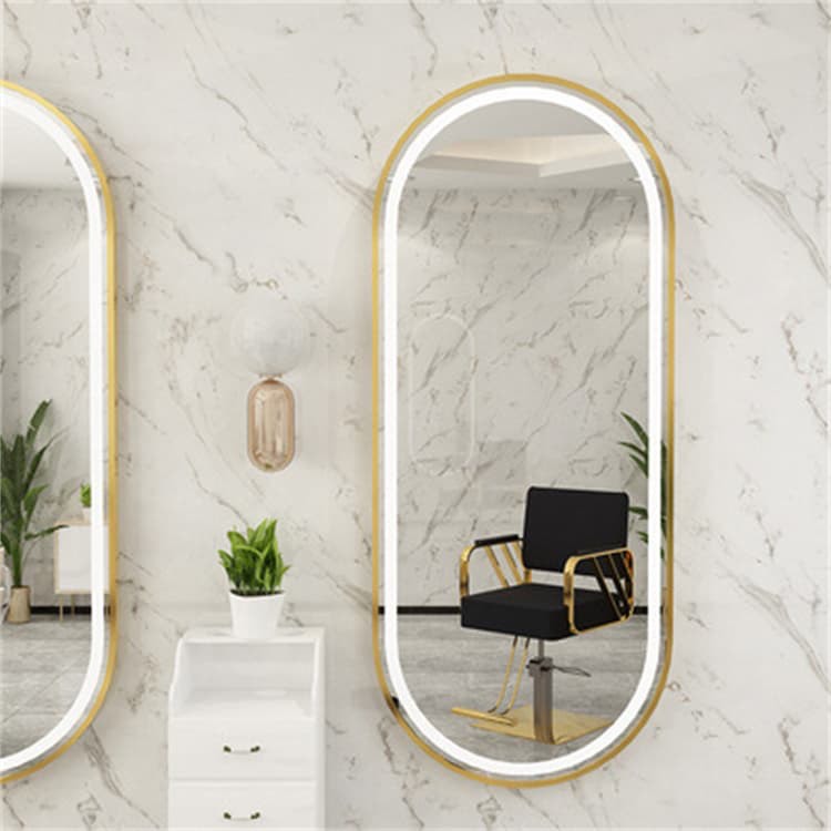 Barber led mirror Golden Style.