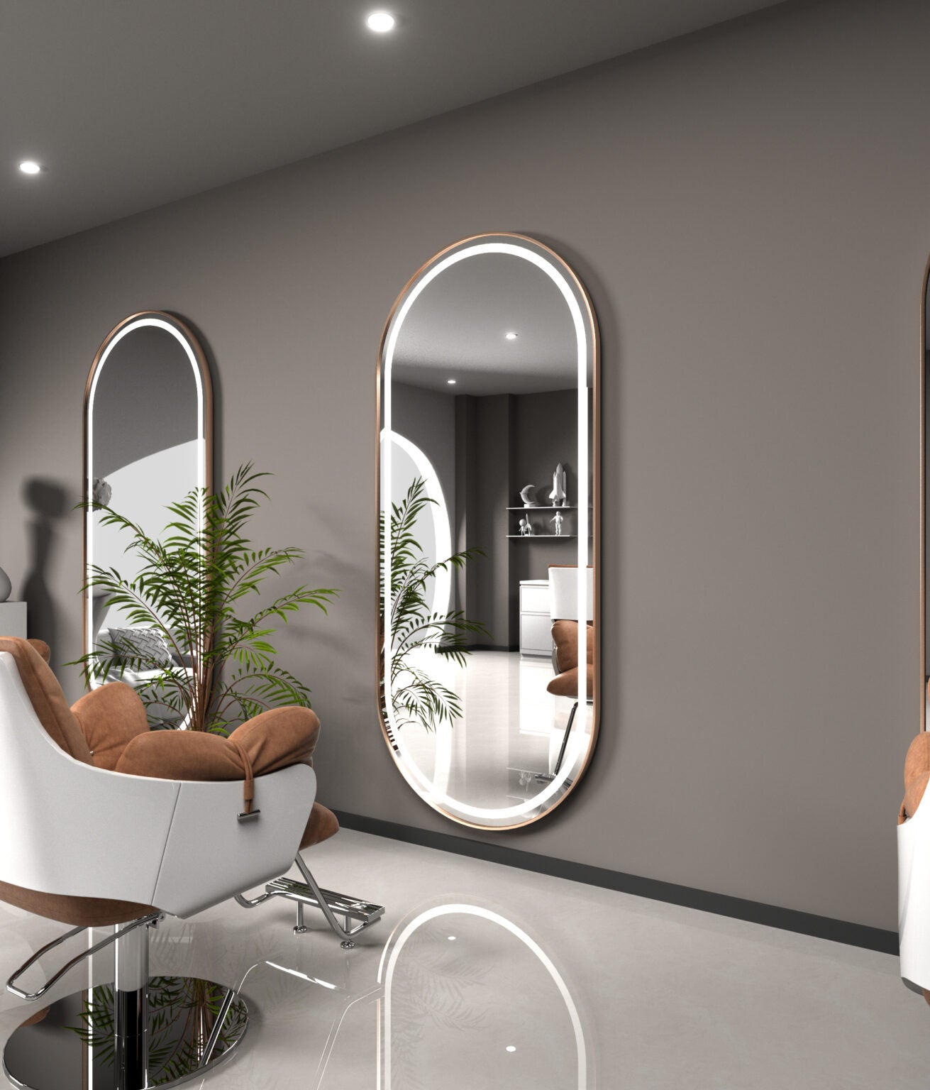 Barber led mirror Golden Style.