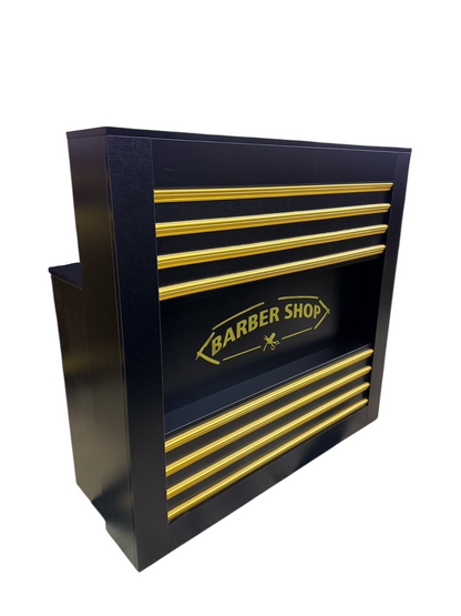 Barber Reception Vintage Front Reception Table Black&Gold For Wooden Furniture  Golden Style.