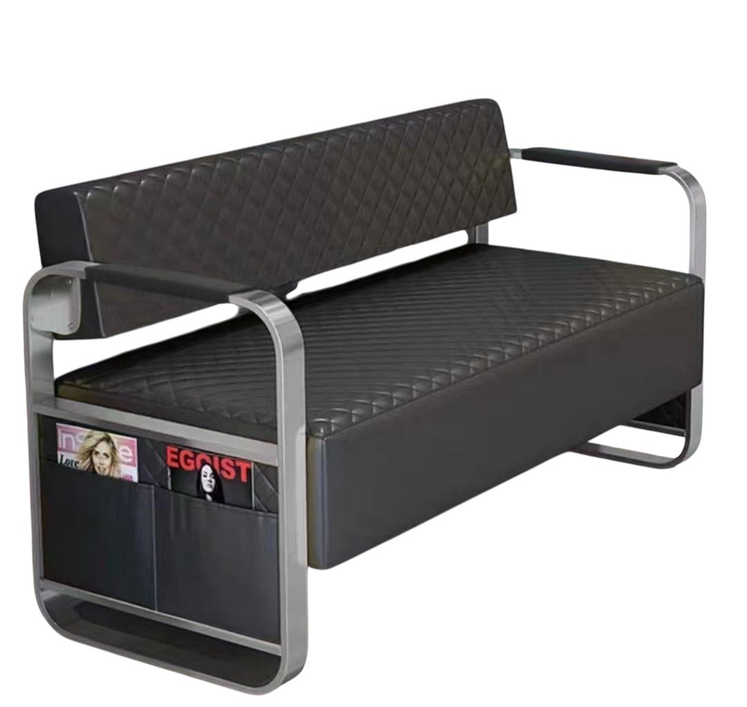 Barber Waiting Bench Black silver.