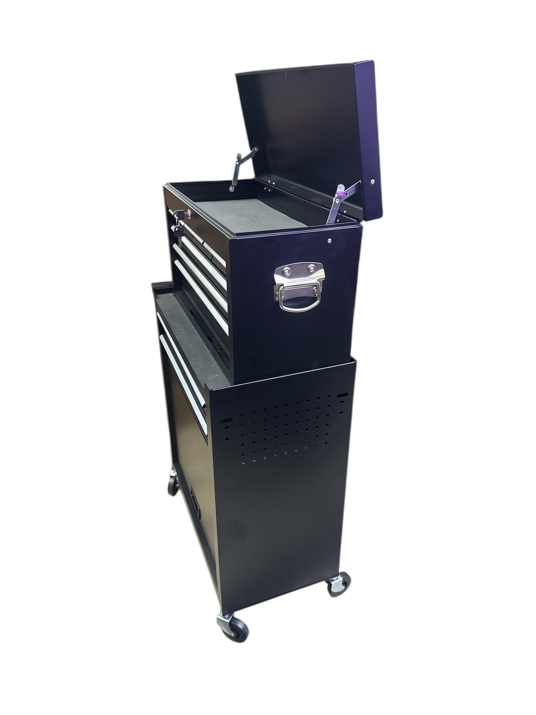 Tool trolley black including top cabinet Golden Style.