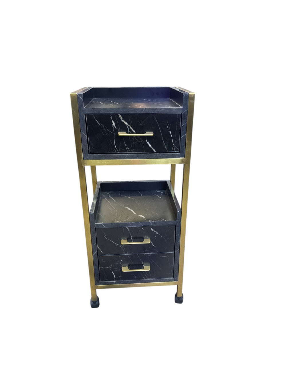 Hairdressing salon Special salon trolleys Tool cabinet black marble Hairdressing salon Multifunctional storage rack with drawer Hairdressing salon Assistance trolley.