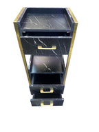 Hairdressing salon Special salon trolleys Tool cabinet black marble Hairdressing salon Multifunctional storage rack with drawer Hairdressing salon Assistance trolley.